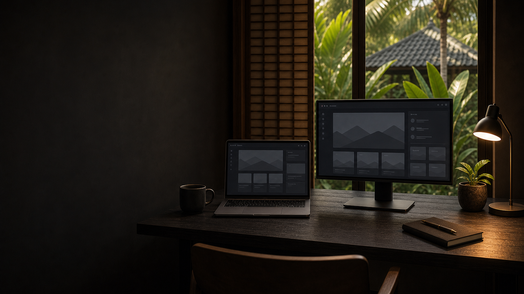 Dark Bali studio 3D render preview